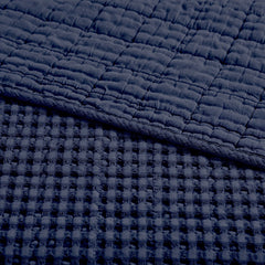 Mills Waffle Quilted Throw Navy