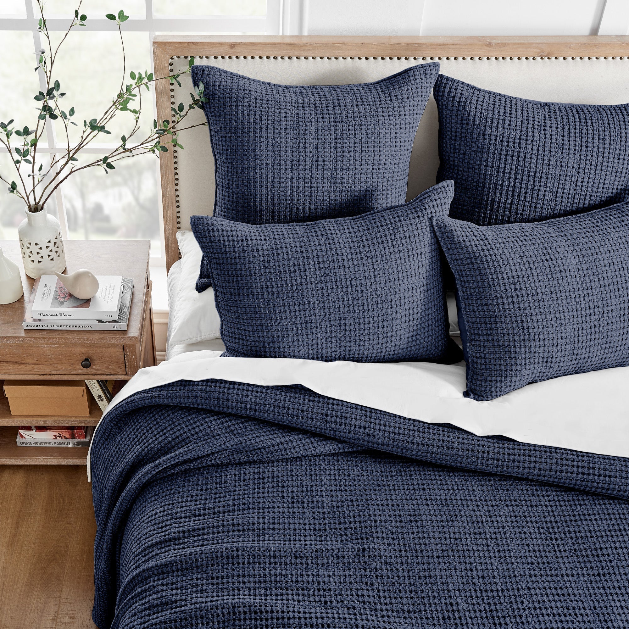  Levtex Home Mills Waffle Quilt Set Navy - Navy - Bonton