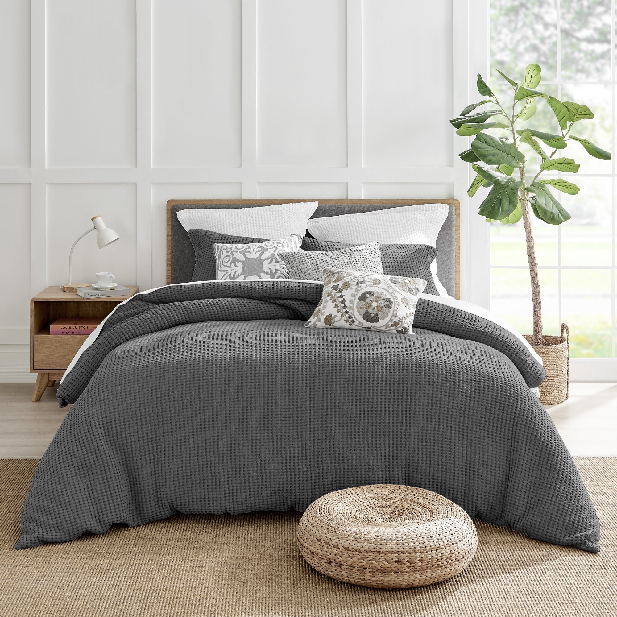  Levtex Home Mills Waffle Duvet Set - Black - Bonton