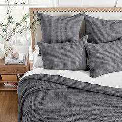 Mills Waffle Quilt Set Charcoal