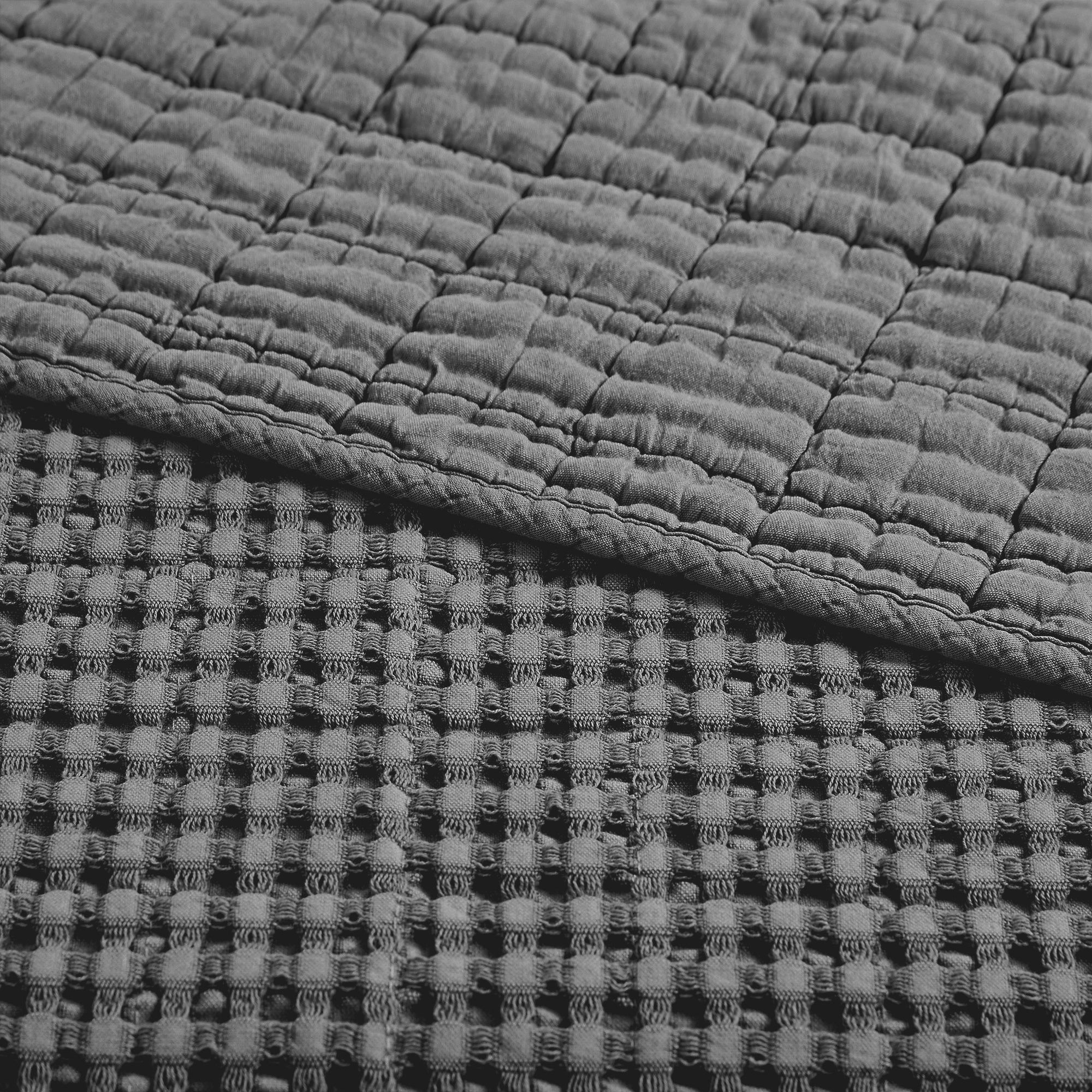  Levtex Home Mills Waffle Quilted Throw Grey - Grey - Bonton