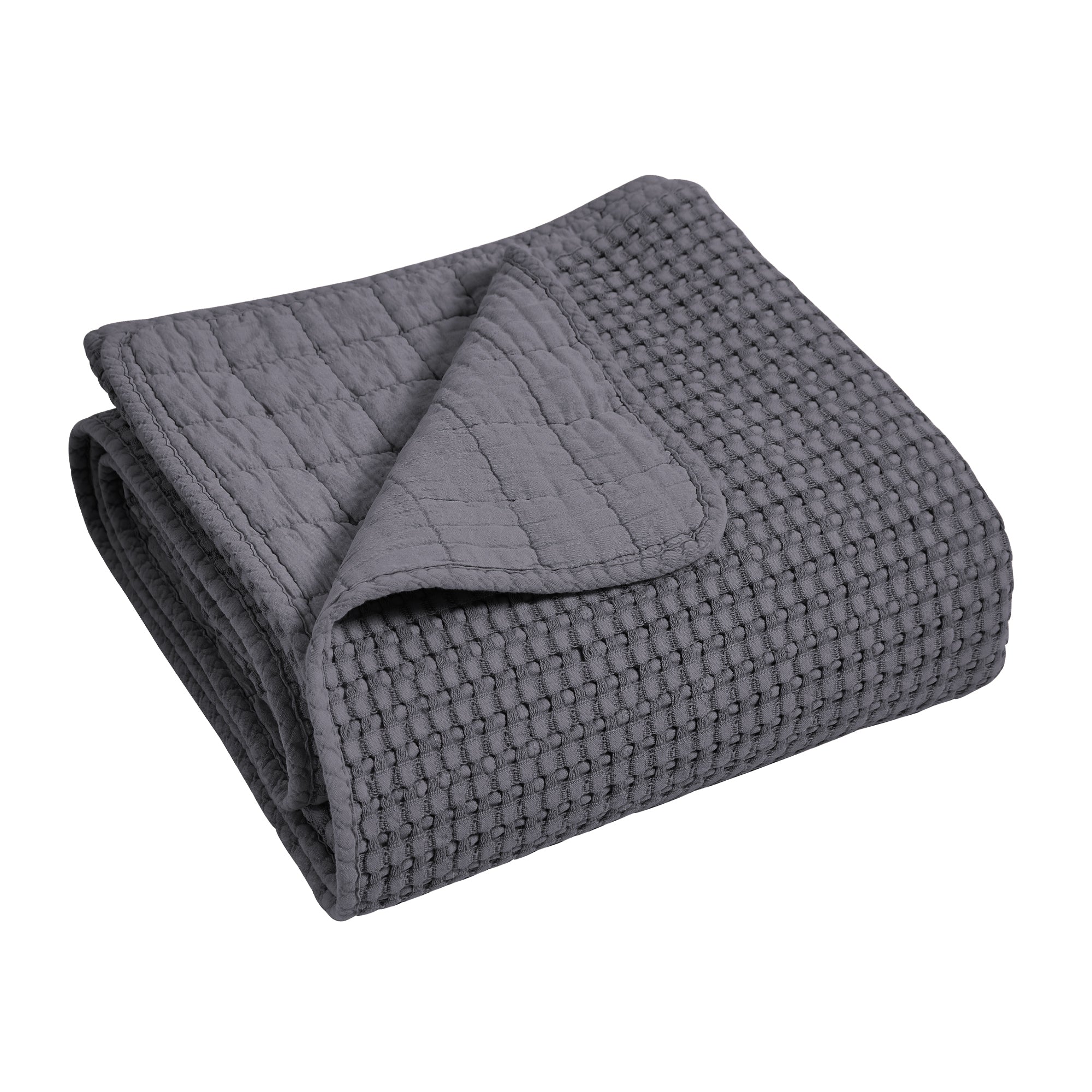  Levtex Home Mills Waffle Quilted Throw Navy - Navy - Bonton