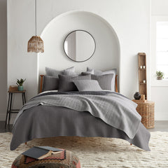 Mills Waffle Quilt Set Charcoal