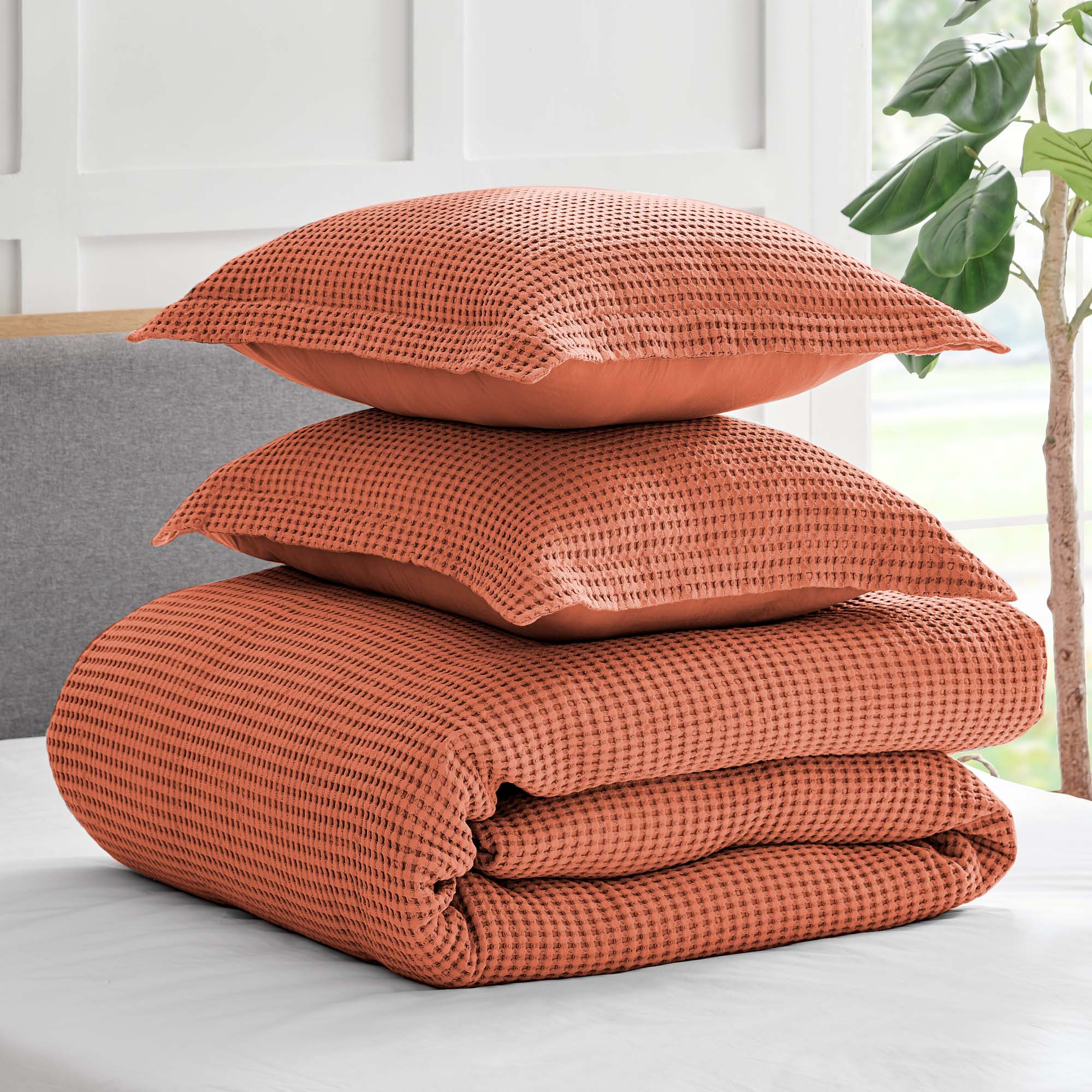  Levtex Home Mills Waffle Duvet Set - Clay - Bonton