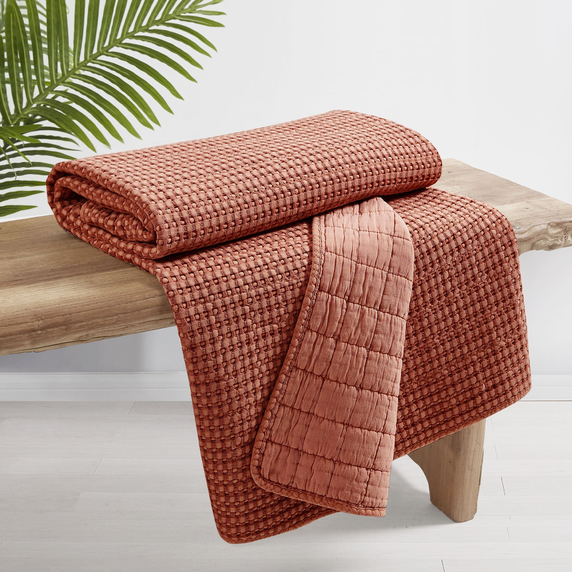  Levtex Home Mills Waffle Quilted Throw Blush - Blush - Bonton