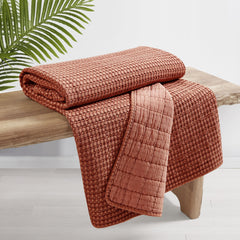 Mills Waffle Quilted Throw Coral