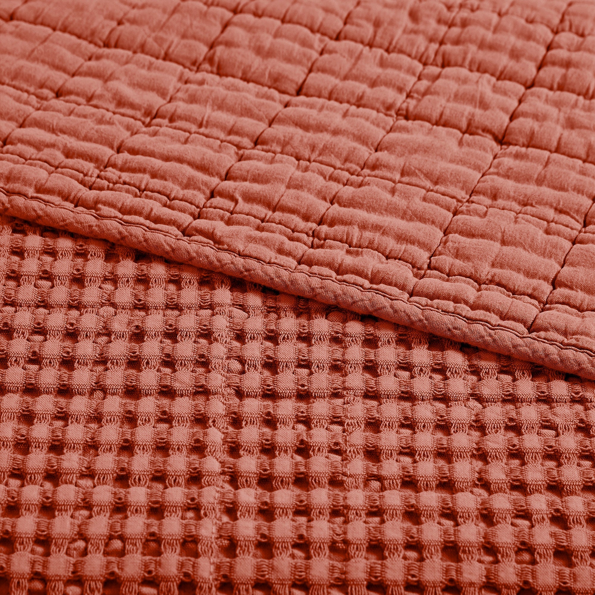  Levtex Home Mills Waffle Quilted Throw Coral - Coral - Bonton