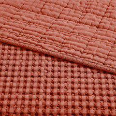 Mills Waffle Quilted Throw Coral