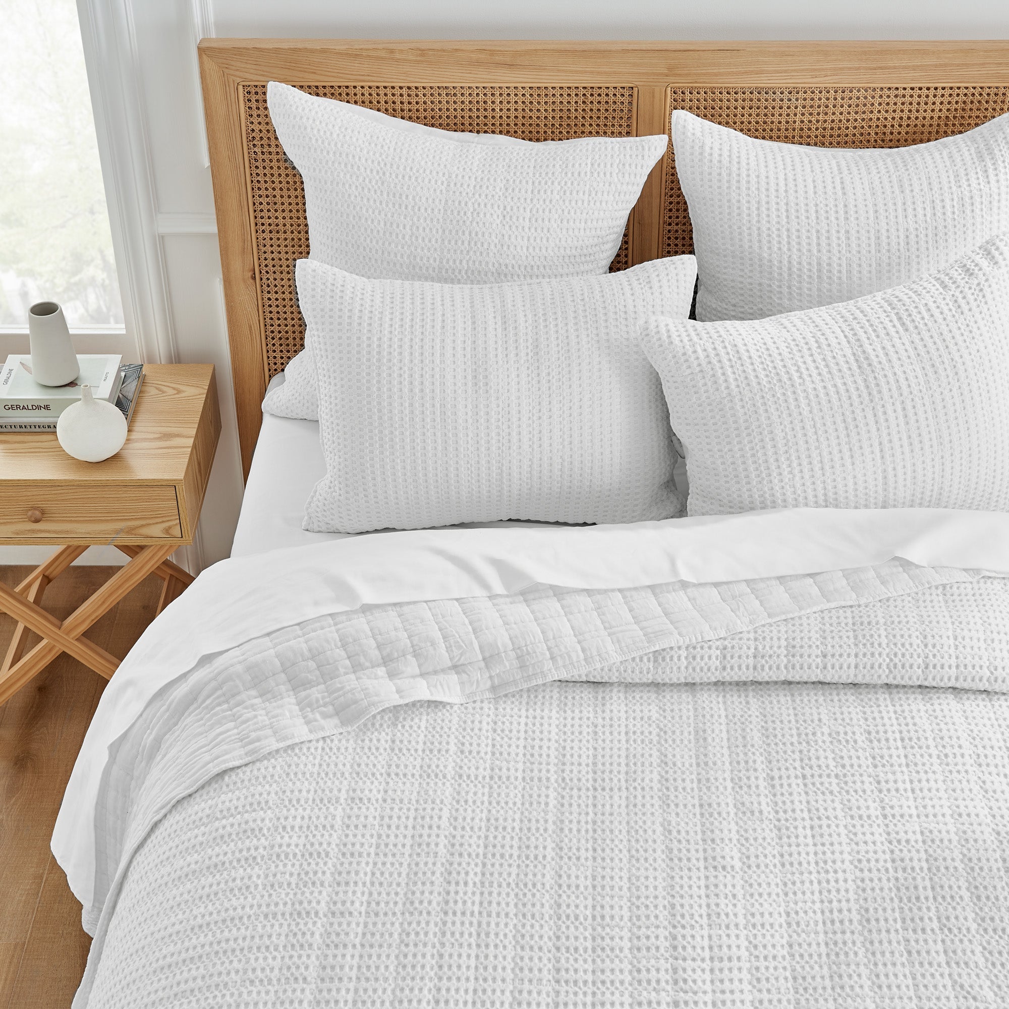  Levtex Home Mills Waffle Euro Sham Set of 2 White - White - Bonton