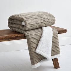 Mills Waffle Sherpa Throw Navy