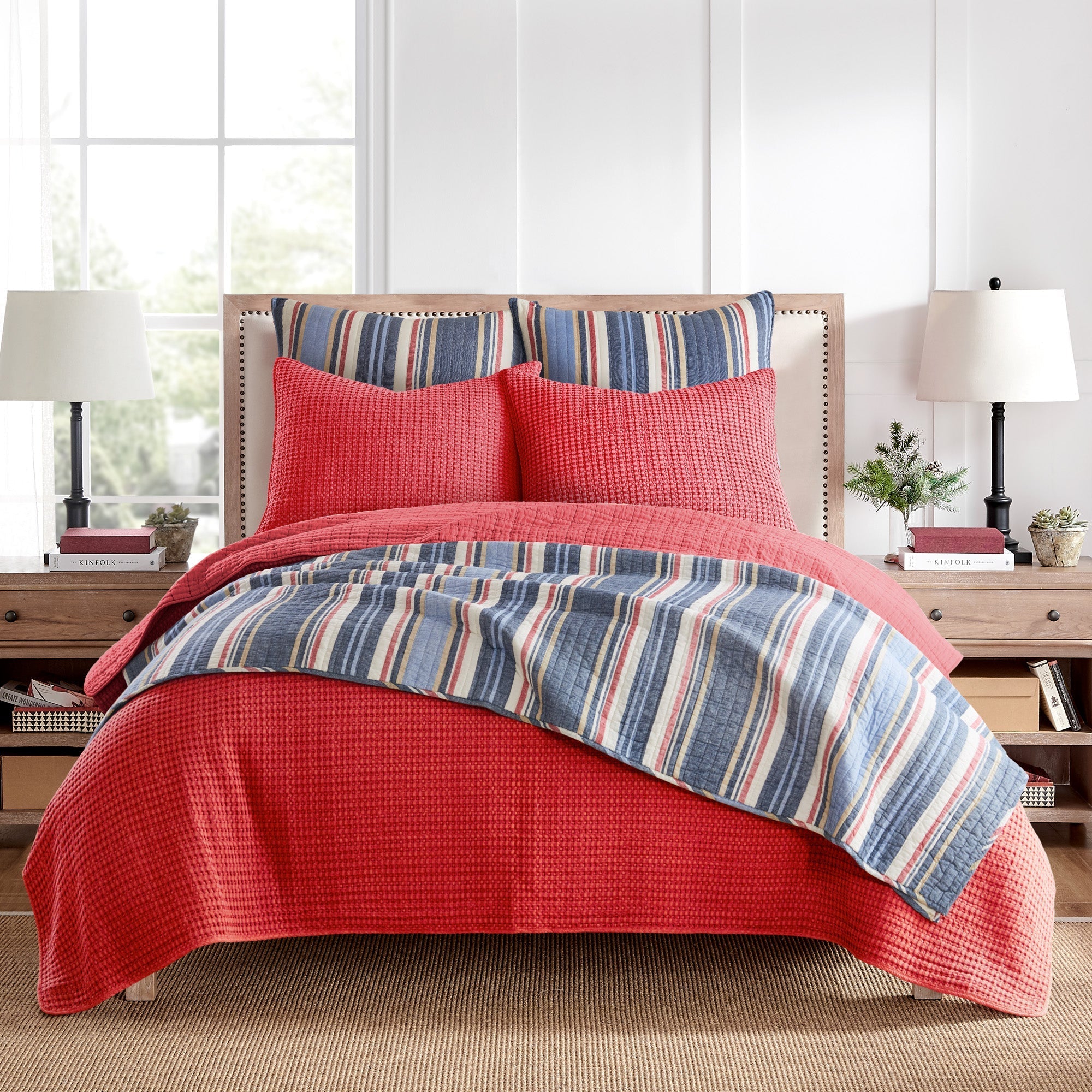  Levtex Home Mills Waffle Quilt Set Navy - Navy - Bonton