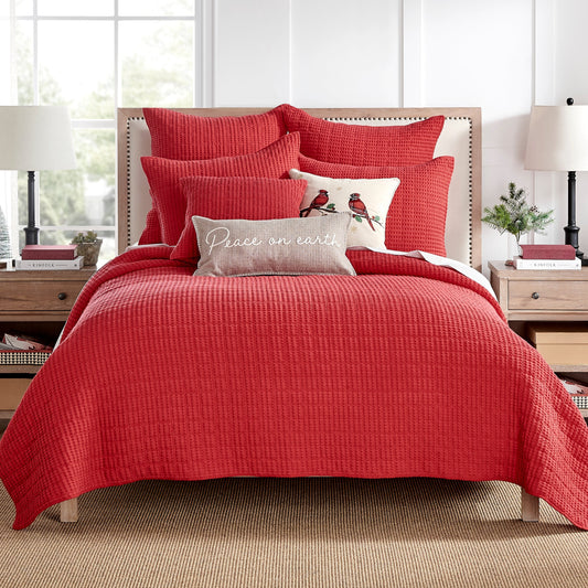 Mills Waffle Quilt Set Red