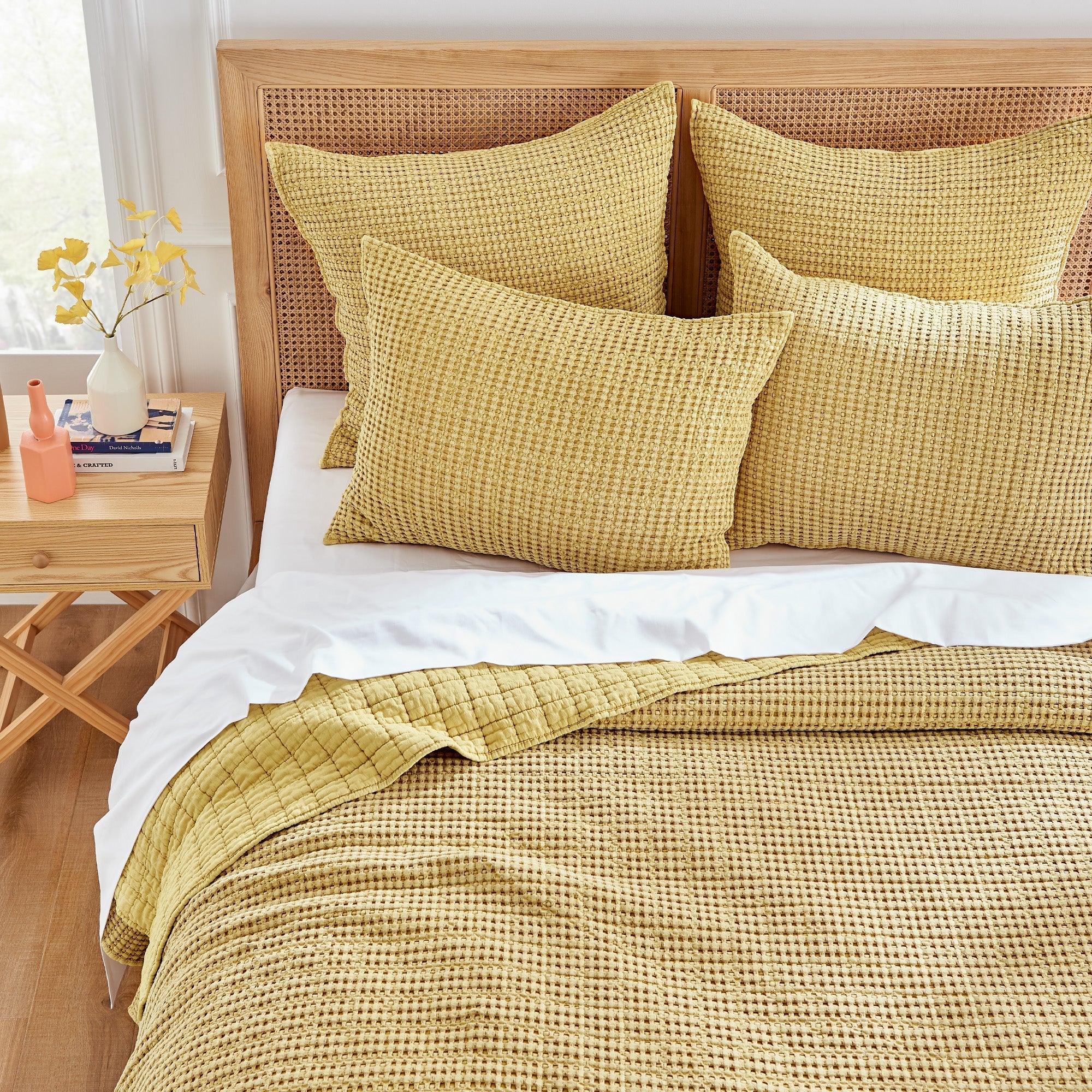  Levtex Home Mills Waffle Euro Sham Set of 2 Yellow - Yellow - Bonton