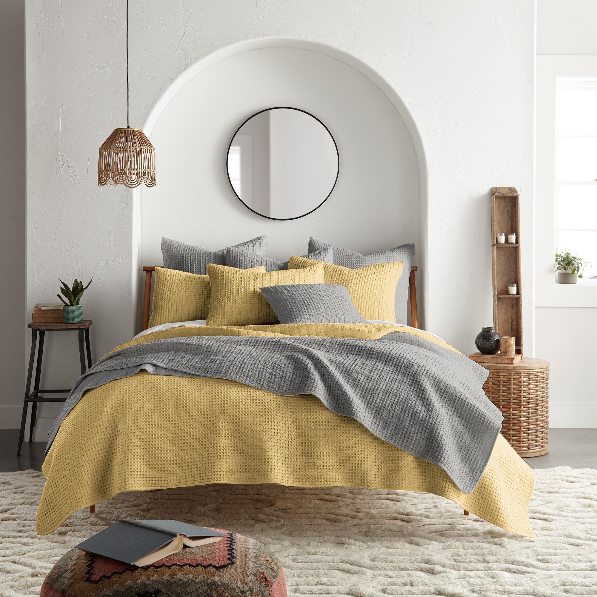  Levtex Home Mills Waffle Quilt Set Yellow - Yellow - Bonton