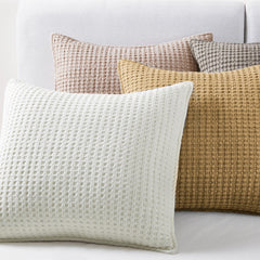 Mills Waffle Square Pillow White