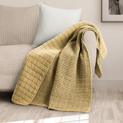 Mills Waffle Quilted Throw Grey