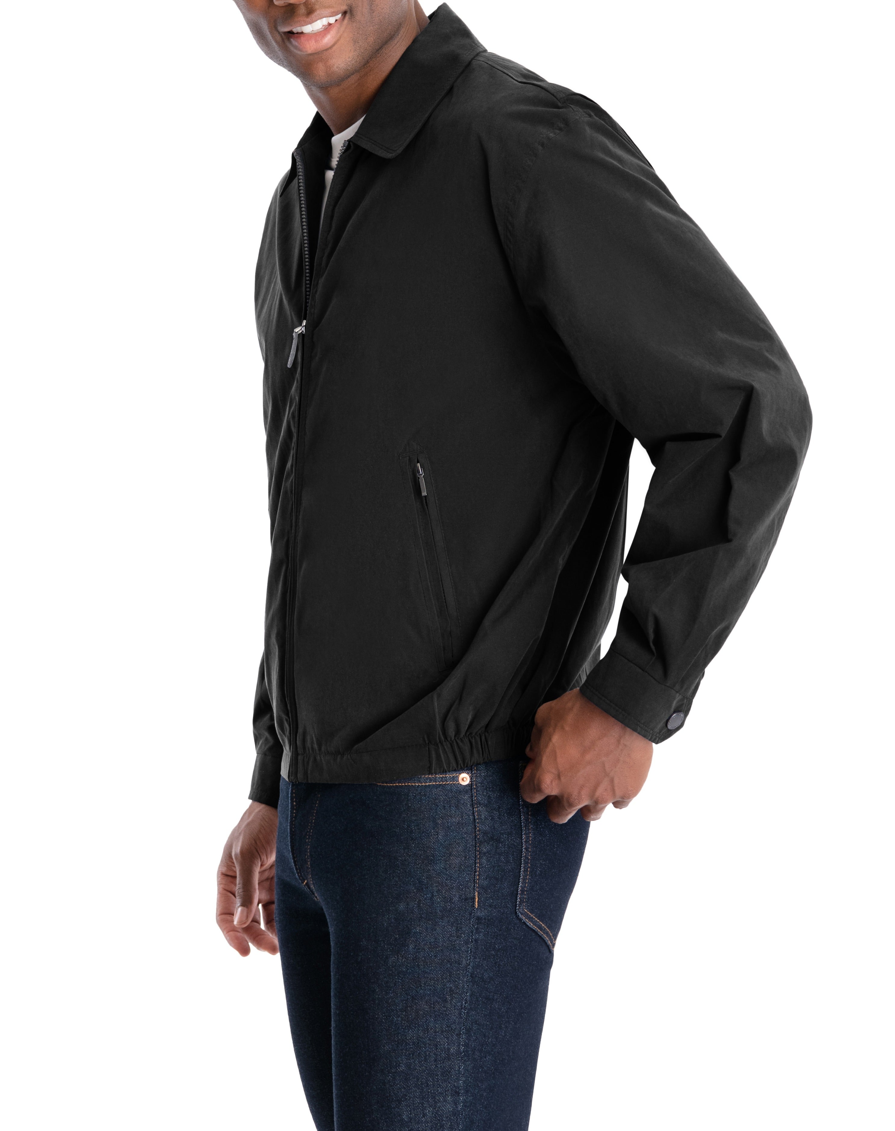  LONDON FOG Light Weight Zip Front Golf Jacket Black - Black - Bonton