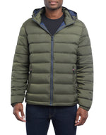 Qulited Hooded Packable Puffer Olive