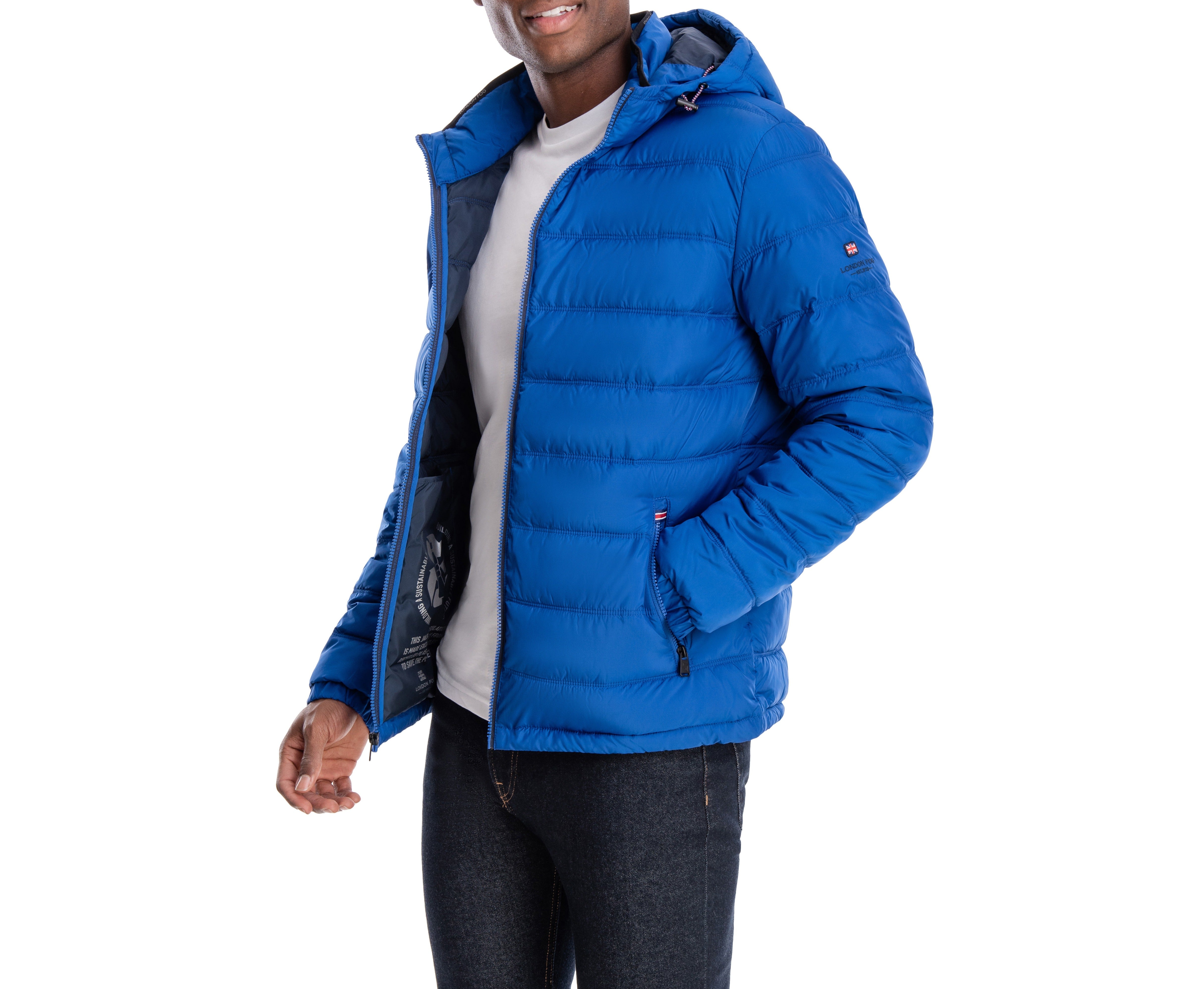  LONDON FOG Qulited Hooded Packable Puffer Royal - Royal - Bonton