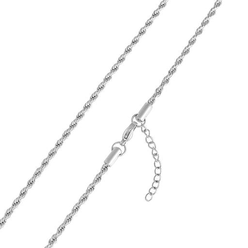  Gemesis Jewels by Edforce Twisted and Braided Rope Chain Anklet - Silver - Bonton