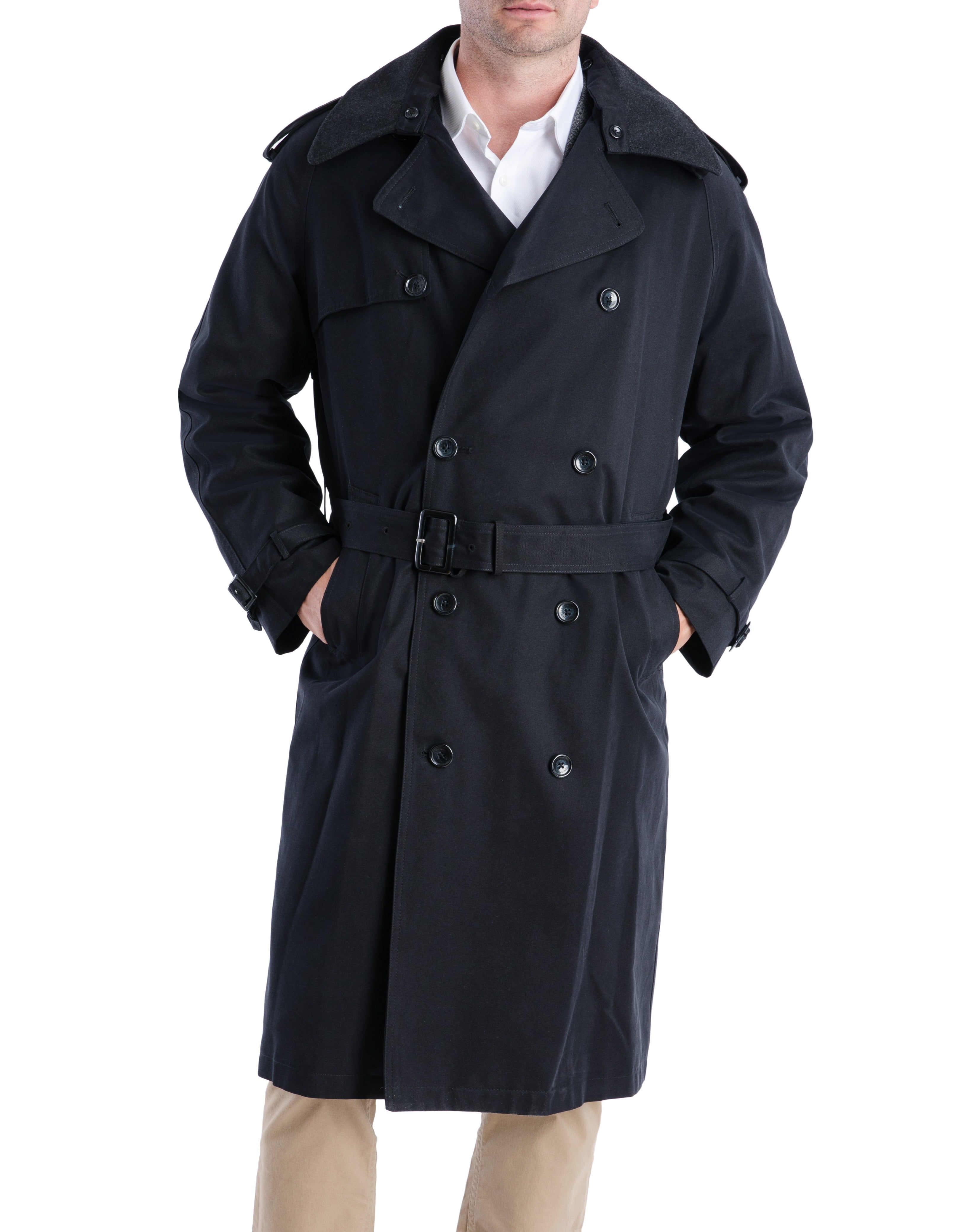  LONDON FOG Iconic Double Breasted Trench Coat Black - Black - Bonton