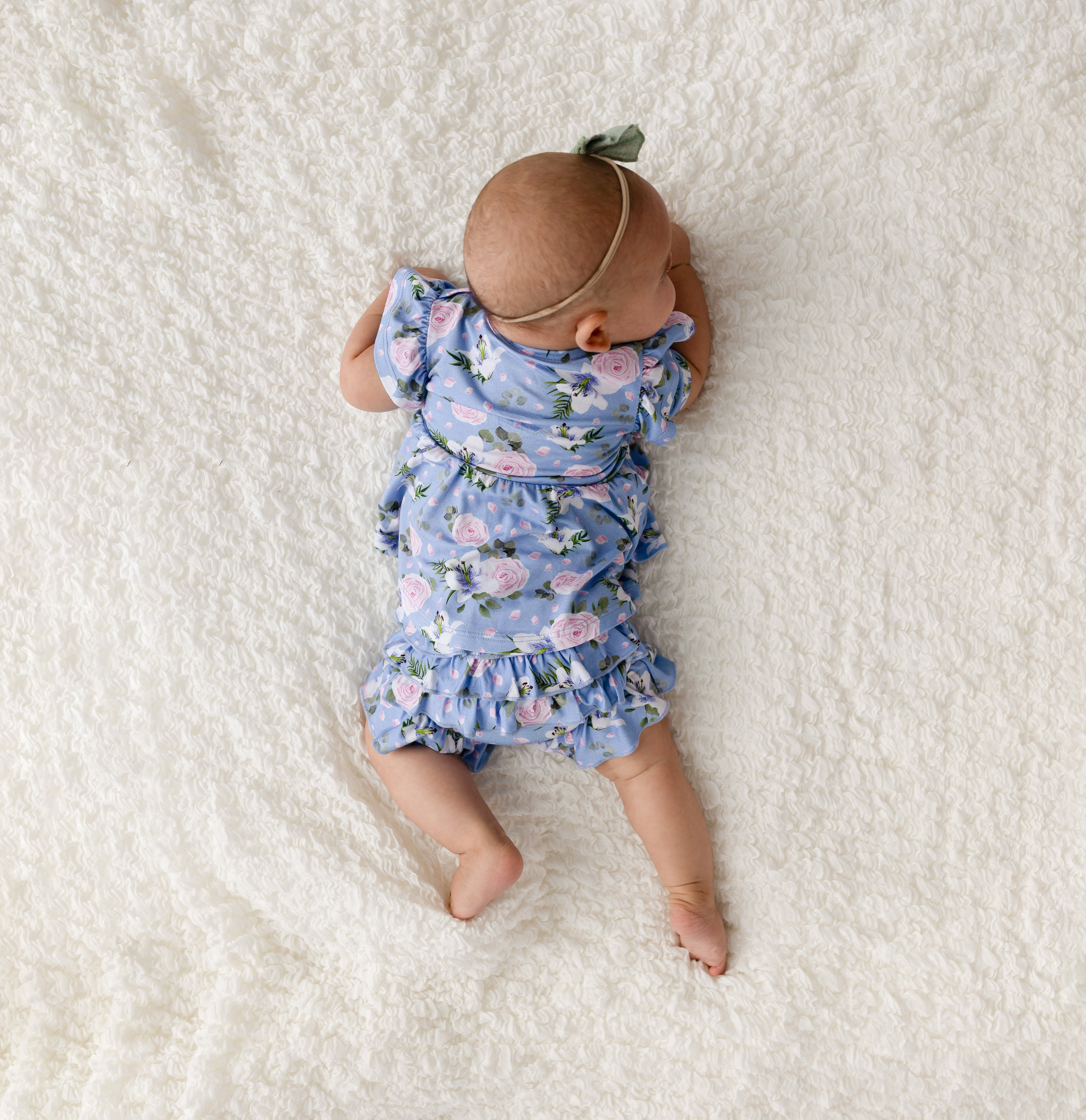  Laree + Co. Lillian Floral Bamboo Ruffle Bummies - 0_3M - Bonton