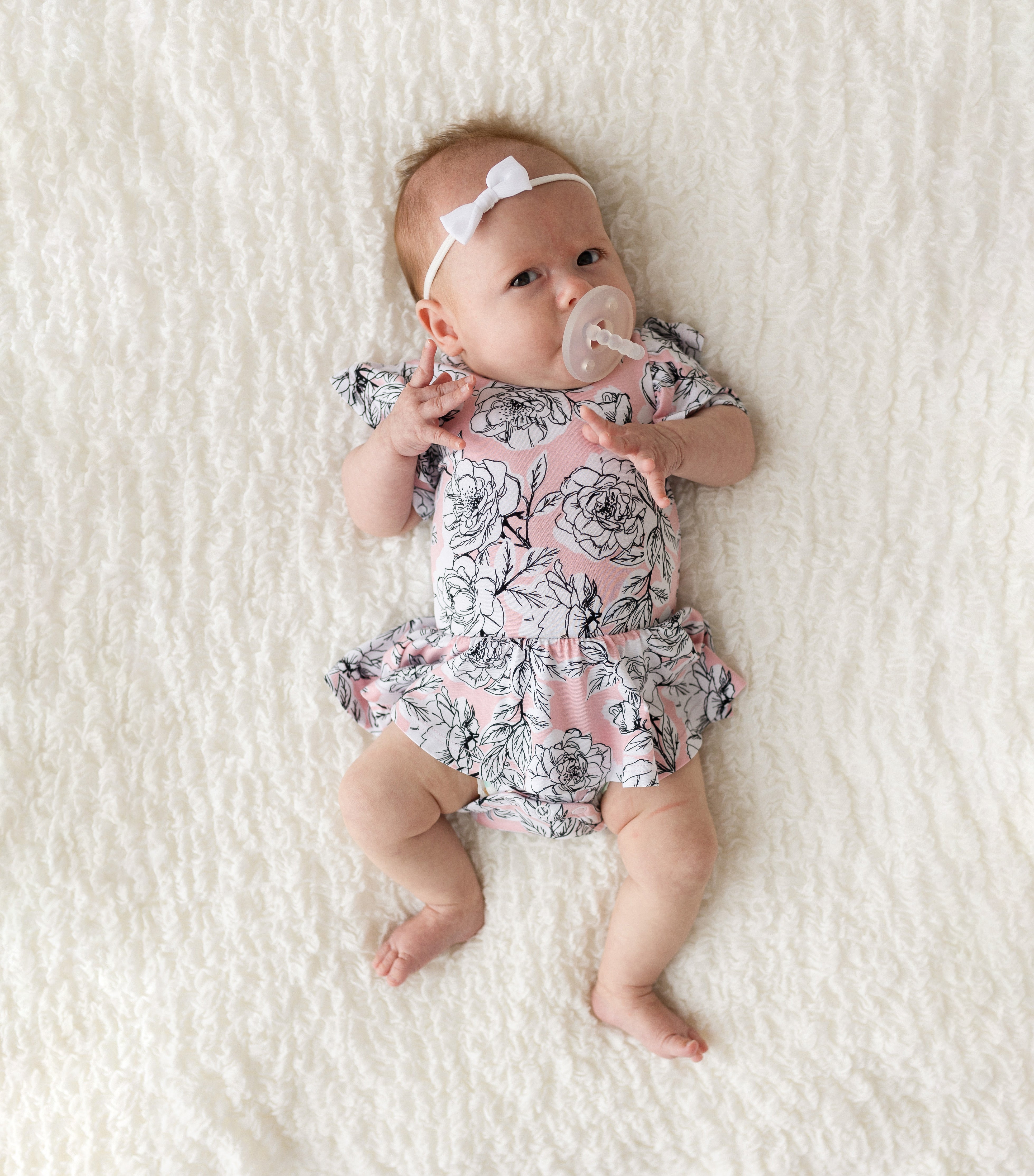 Laree + Co. Allie Floral Bamboo Skirted Bodysuit - NB - Bonton