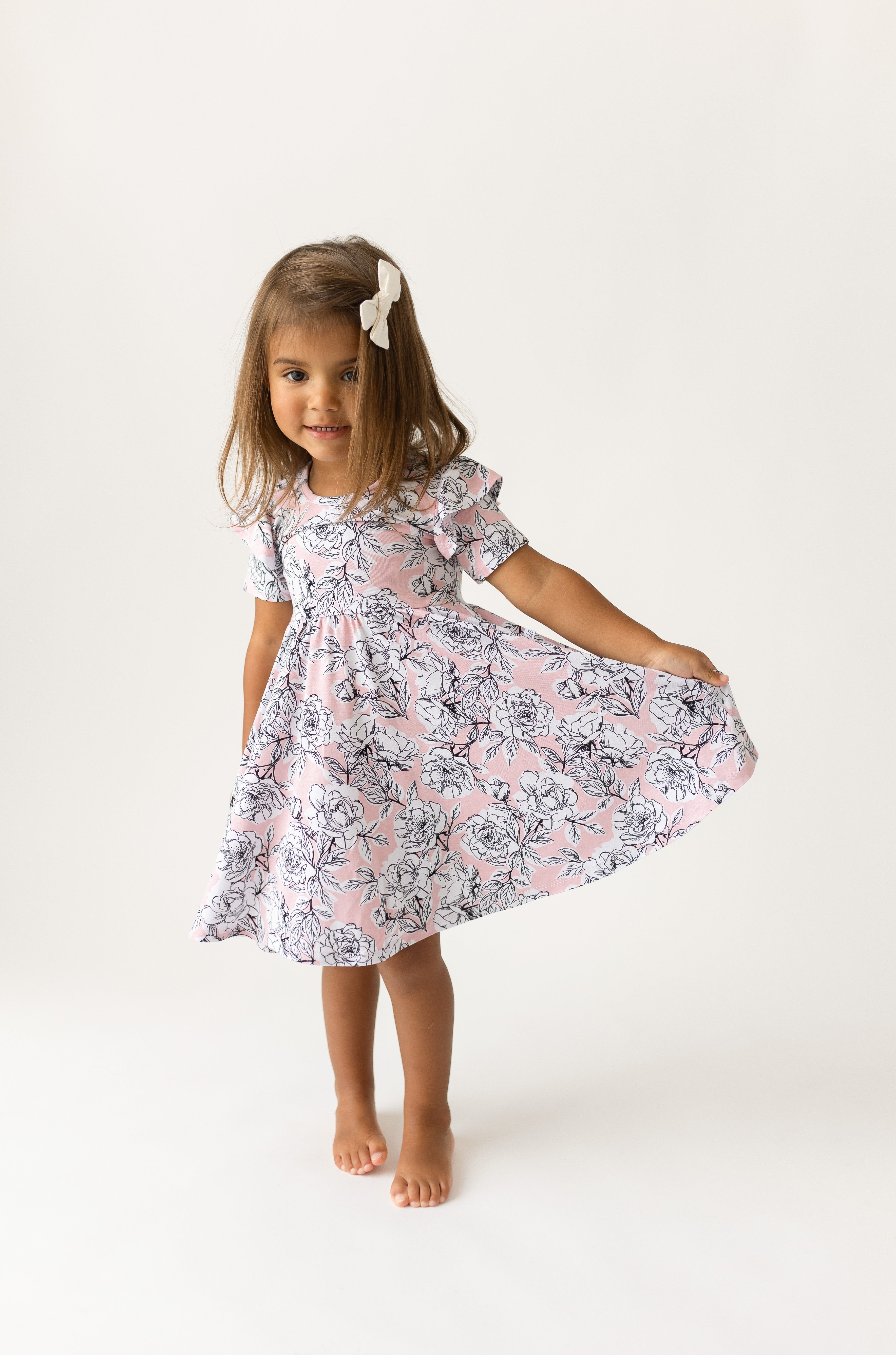  Laree + Co. Allie Floral Bamboo Ruffle Spin Dress - 2T - Bonton