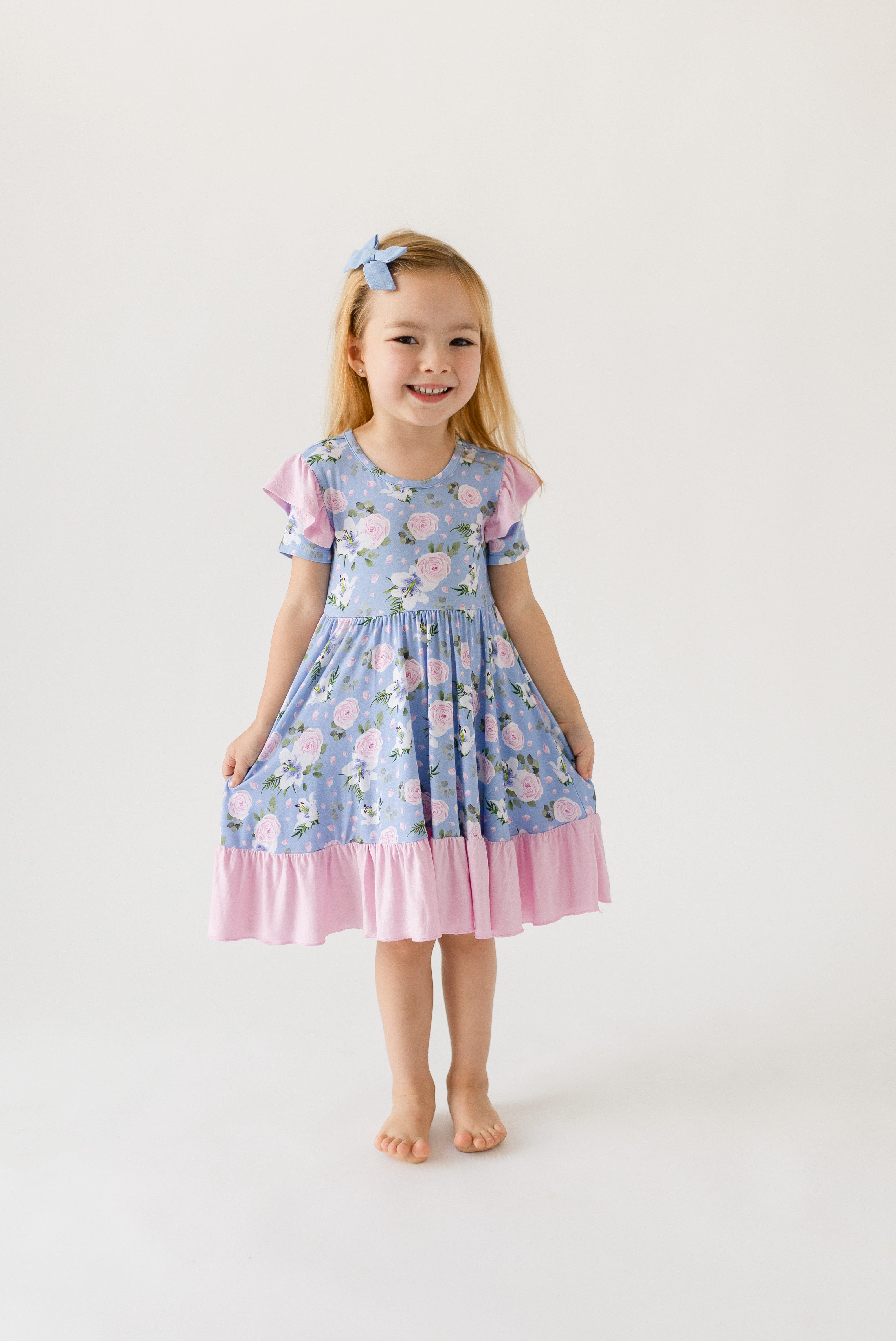  Laree + Co. Lillian Floral Bamboo Ruffle Spin Dress - 12_18M - Bonton