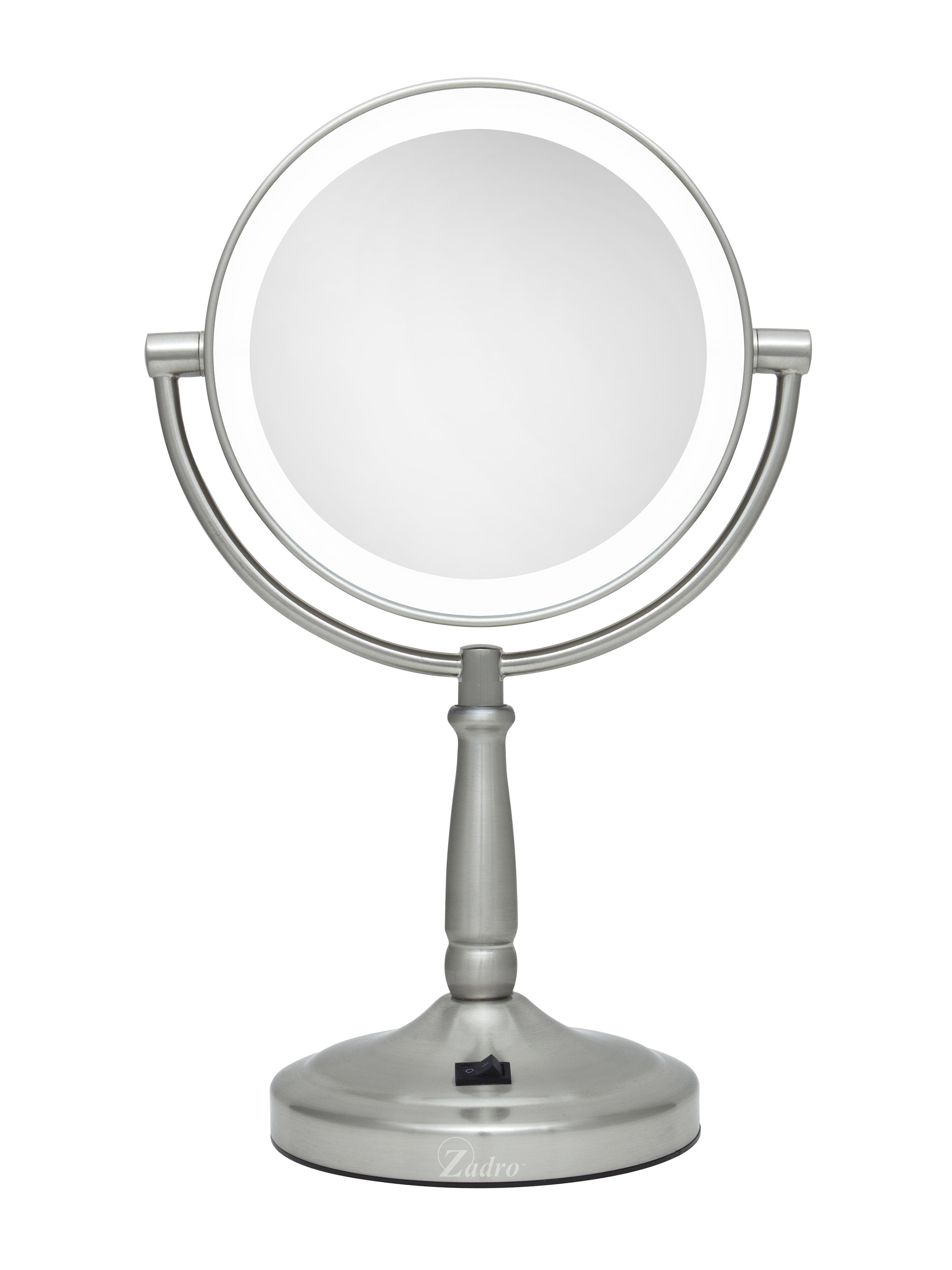  Zadro Lighted Makeup Mirror with 10X/1X Magnification & Cordless - Satin Nickel - Bonton