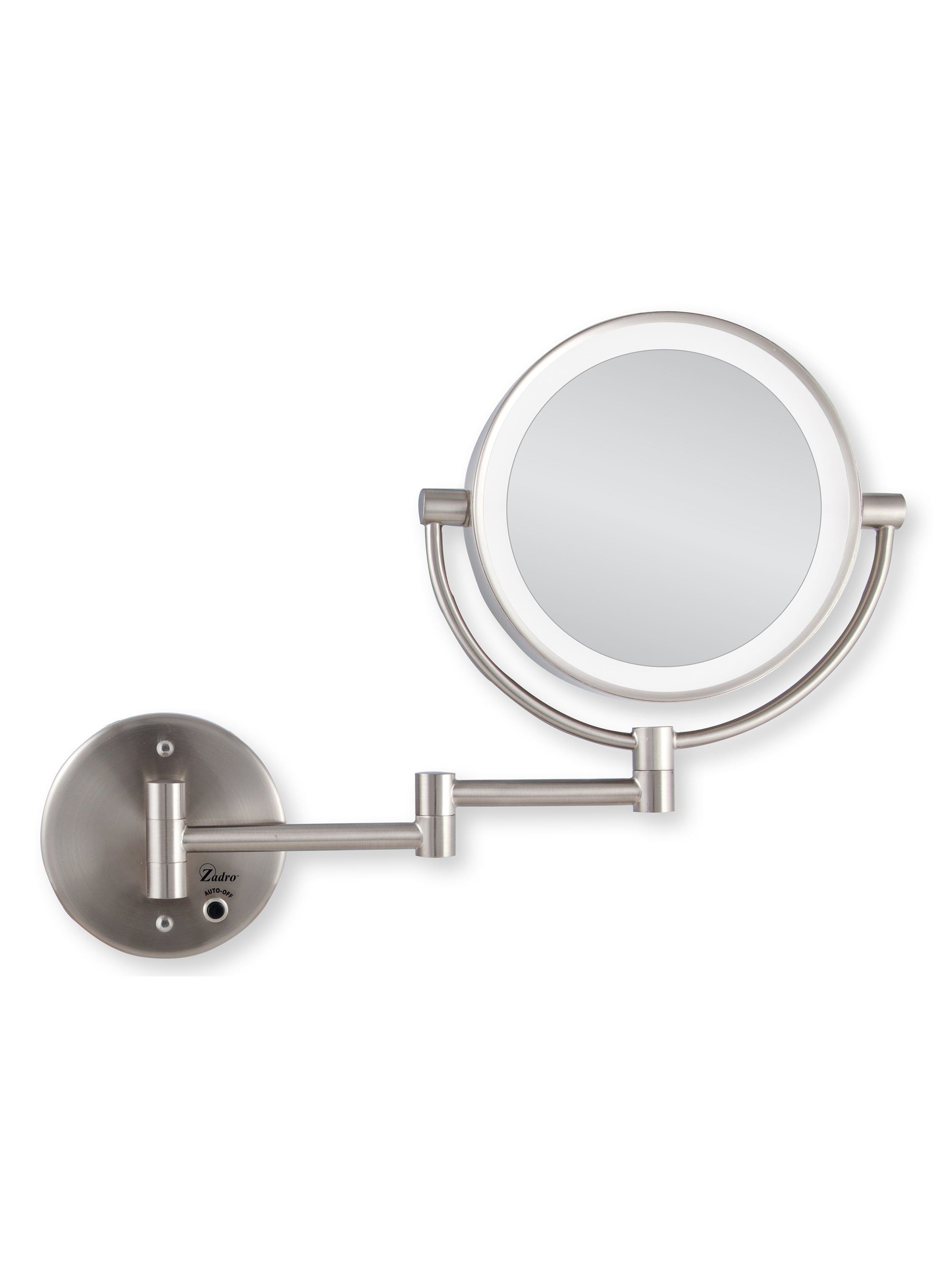  Zadro Lighted Wall Mounted Makeup Mirror with 5X/1X Magnification & Cordless - Satin Nickel - Bonton