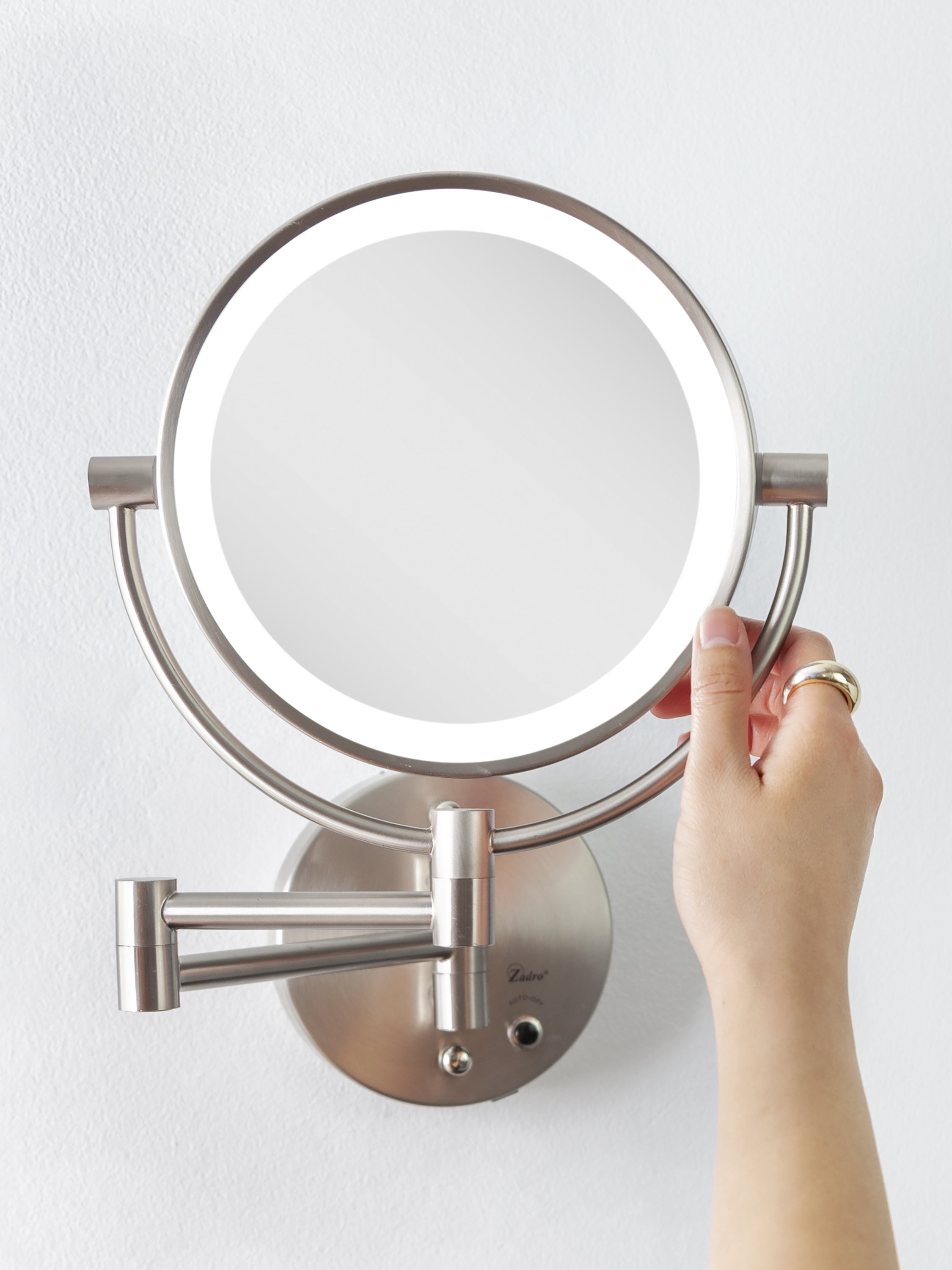  Zadro Lighted Wall Mounted Makeup Mirror with 5X/1X Magnification & Cordless - Satin Nickel - Bonton