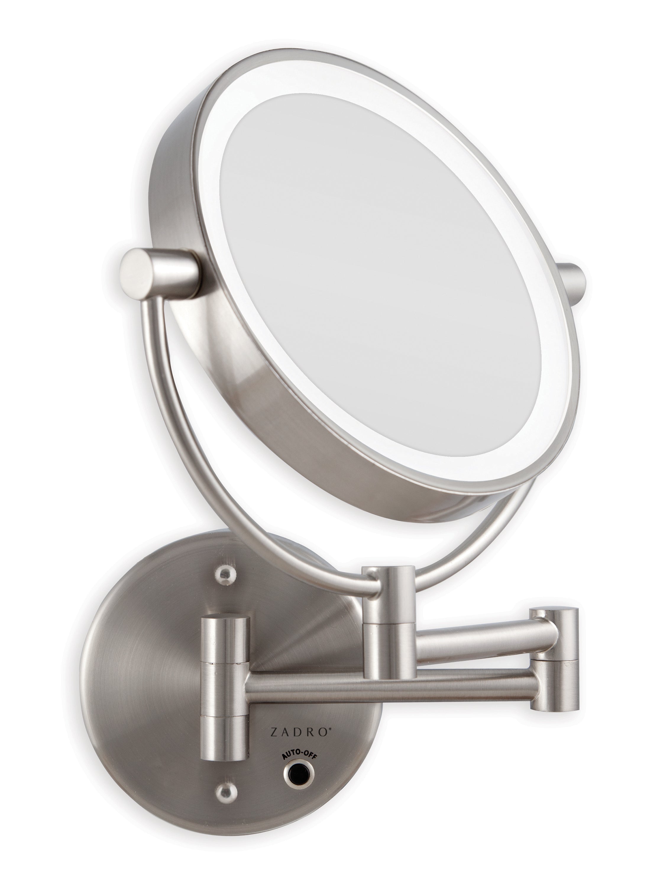  Zadro Lighted Wall Mounted Makeup Mirror with 5X/1X Magnification & Cordless - Satin Nickel - Bonton