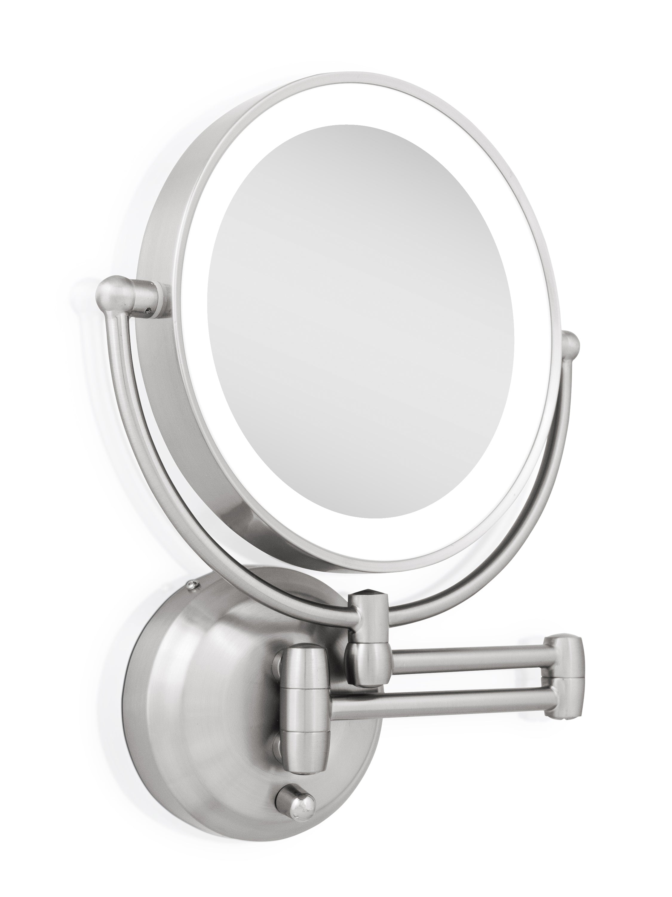  Zadro Lighted Wall Mounted Makeup Mirror Double Sided 10x/1x - Nickel - Bonton