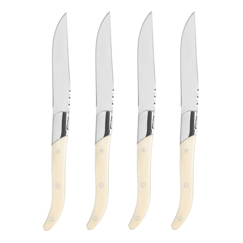 Laguiole Set of 4 Connoisseur Steak Knives With Faux Ivory Handles