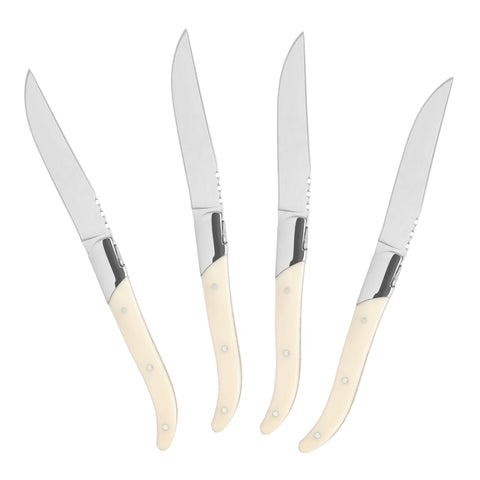 Laguiole Set of 4 Connoisseur Steak Knives With Faux Ivory Handles