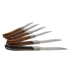 Set of 6 Laguiole Connoisseur Assorted Wood Steak Knives(LG006)