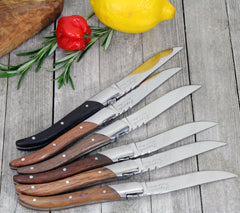 Set of 6 Laguiole Connoisseur Assorted Wood Steak Knives(LG006)