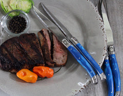 Set of 4 Laguiole Blue Marble Steak Knives