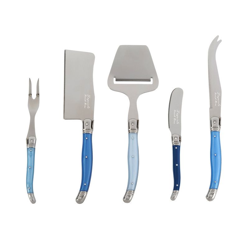  French Home Laguiole Shades of Blue Cheese Knife Fork & Slicer Set - Mist colors - Bonton