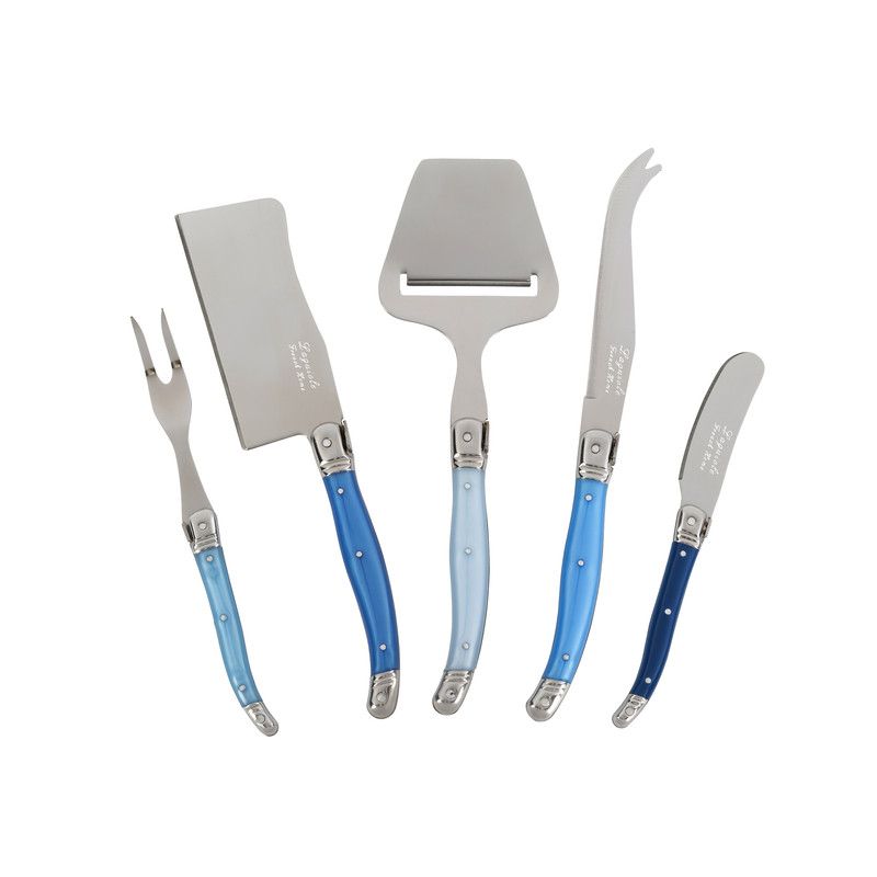  French Home Laguiole Shades of Blue Cheese Knife Fork & Slicer Set - Mist colors - Bonton