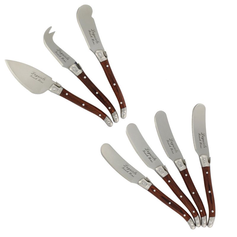  French Home Laguiole Pakkawood Cheese Knife & Spreader Set - Wood Grain - Bonton