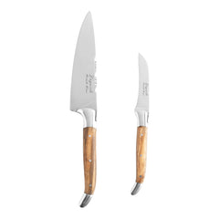 2 Piece Connoisseur Laguiole Vegetable Knife Set With Olive Wood Handles