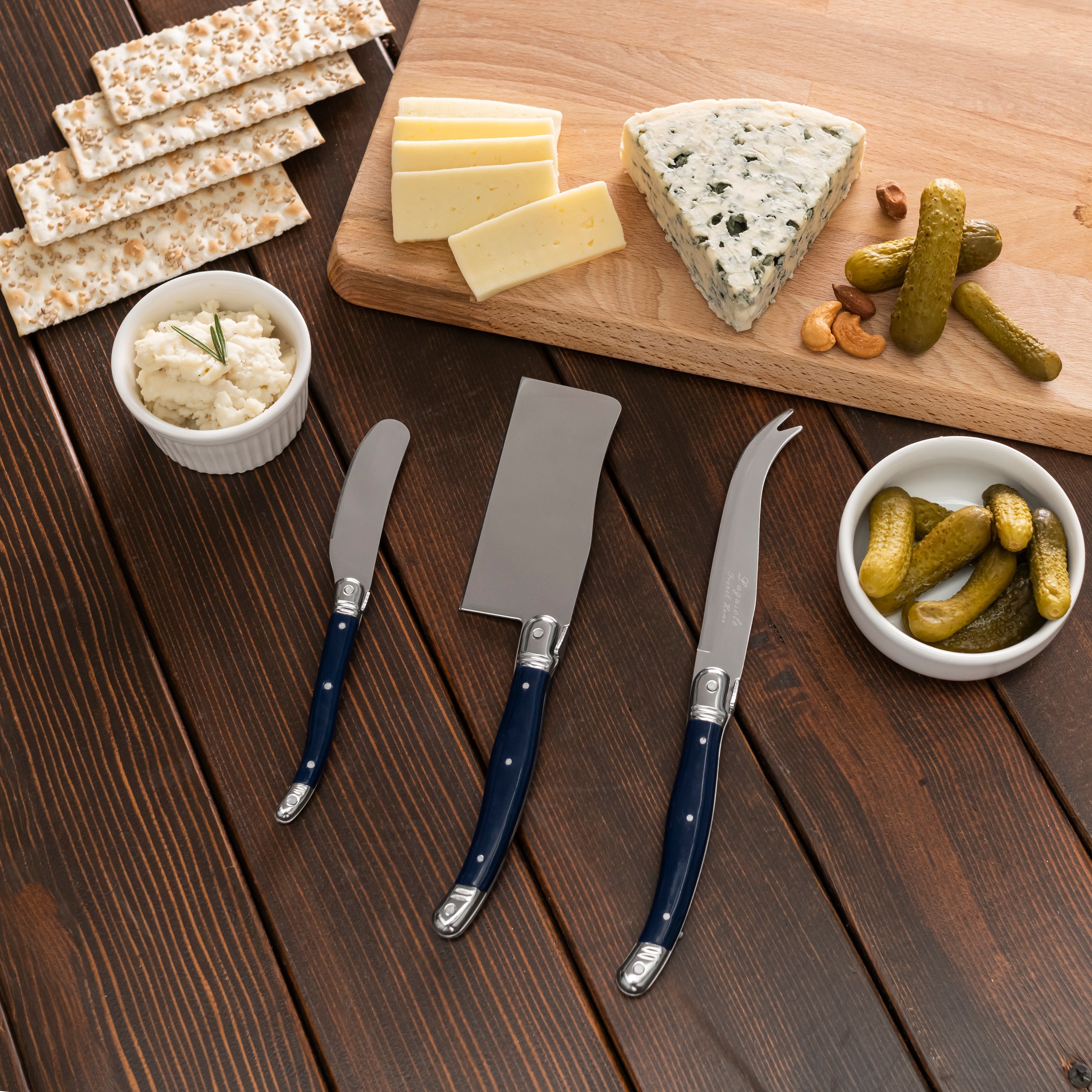  French Home French Home 3-Piece Laguiole Cheese Knife Set With Navy Handles - Default Title - Bonton