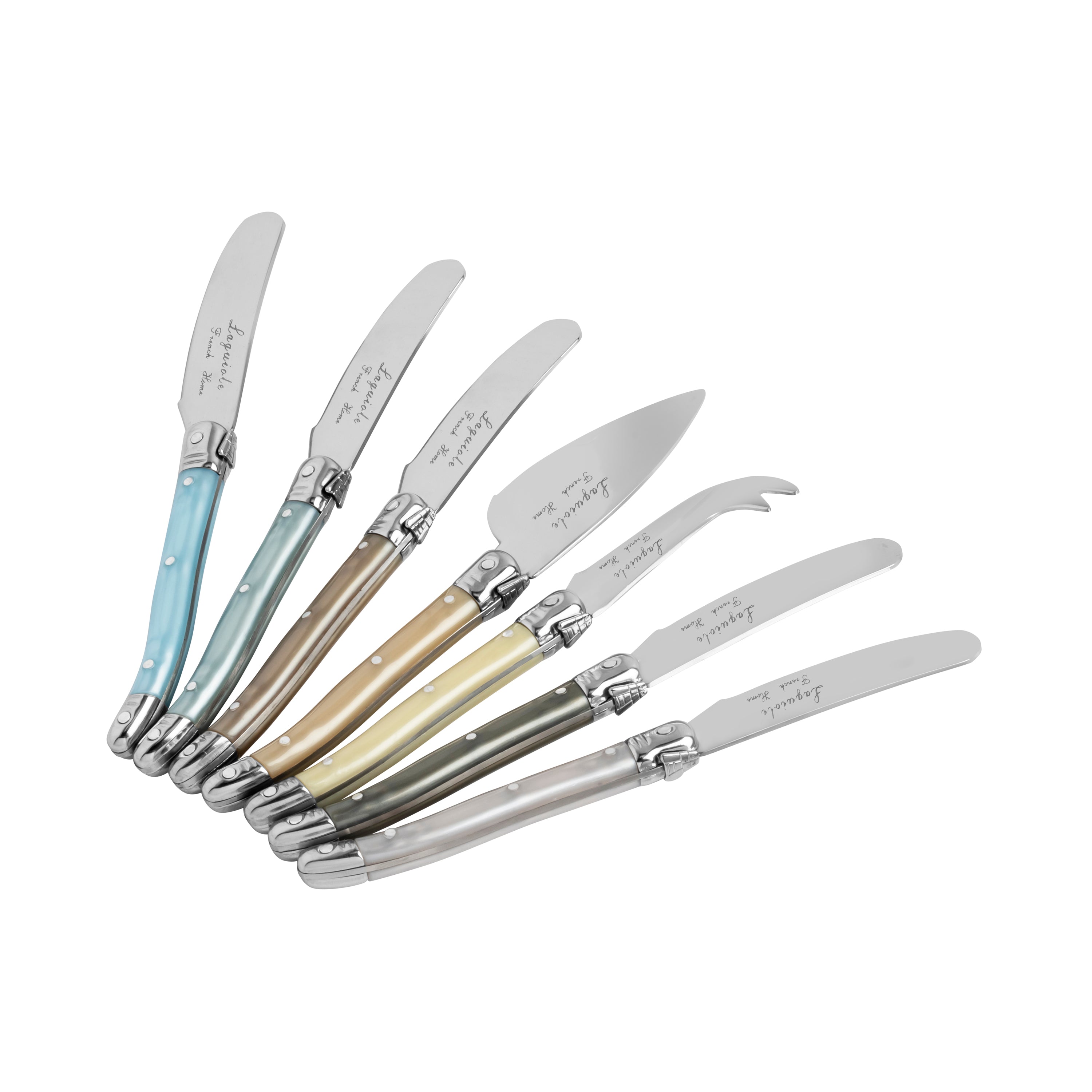  French Home Laguiole Mother of Pearl Cheese Knife and Spreader Set, 7 Piece - Default Title - Bonton