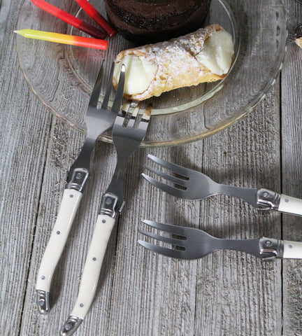 Set of 4 Laguiole Faux Ivory Cake Forks