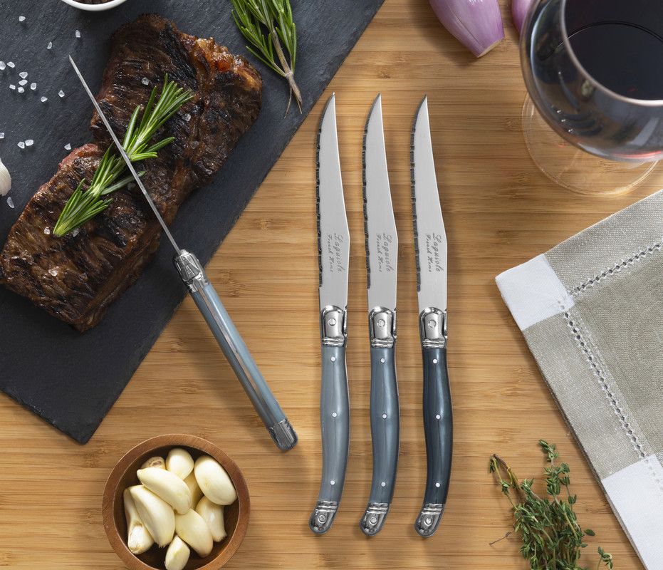  French Home Laguiole Grey Steak Knife Set - Shades of Grey - Bonton