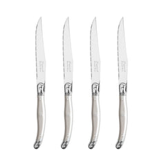 Set of 4 Laguiole Steak Knives, Pewter