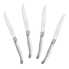 Set of 4 Laguiole Steak Knives, Pewter
