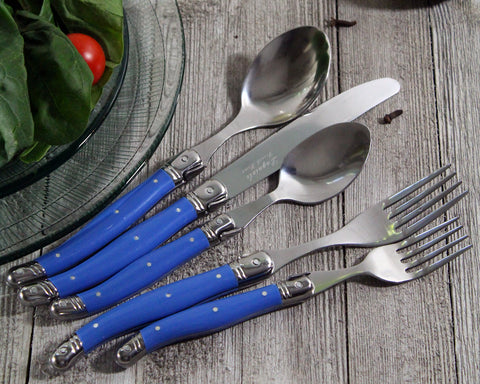 Laguiole 20 Piece Stainless Steel Flatware Set, Service for 4, French Blue